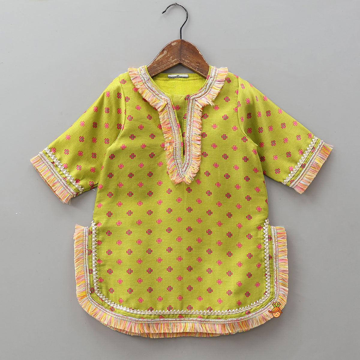 Fringed Printed Elegant Kurti And Pant