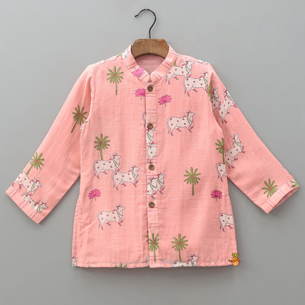 Front-Open Printed Kurta With Pyjama