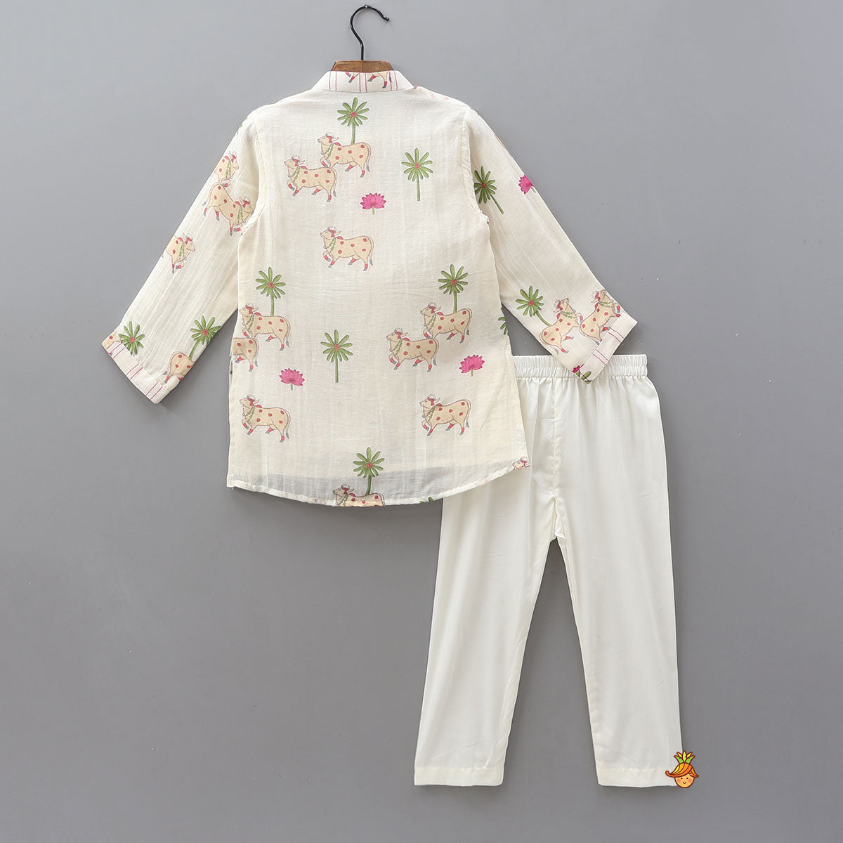 Front-Open Printed Kurta With Pyjama