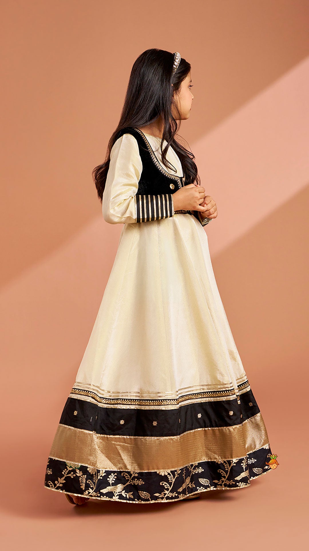 Elegant Shimmery Anarkali With Front-Open Velvet Jacket