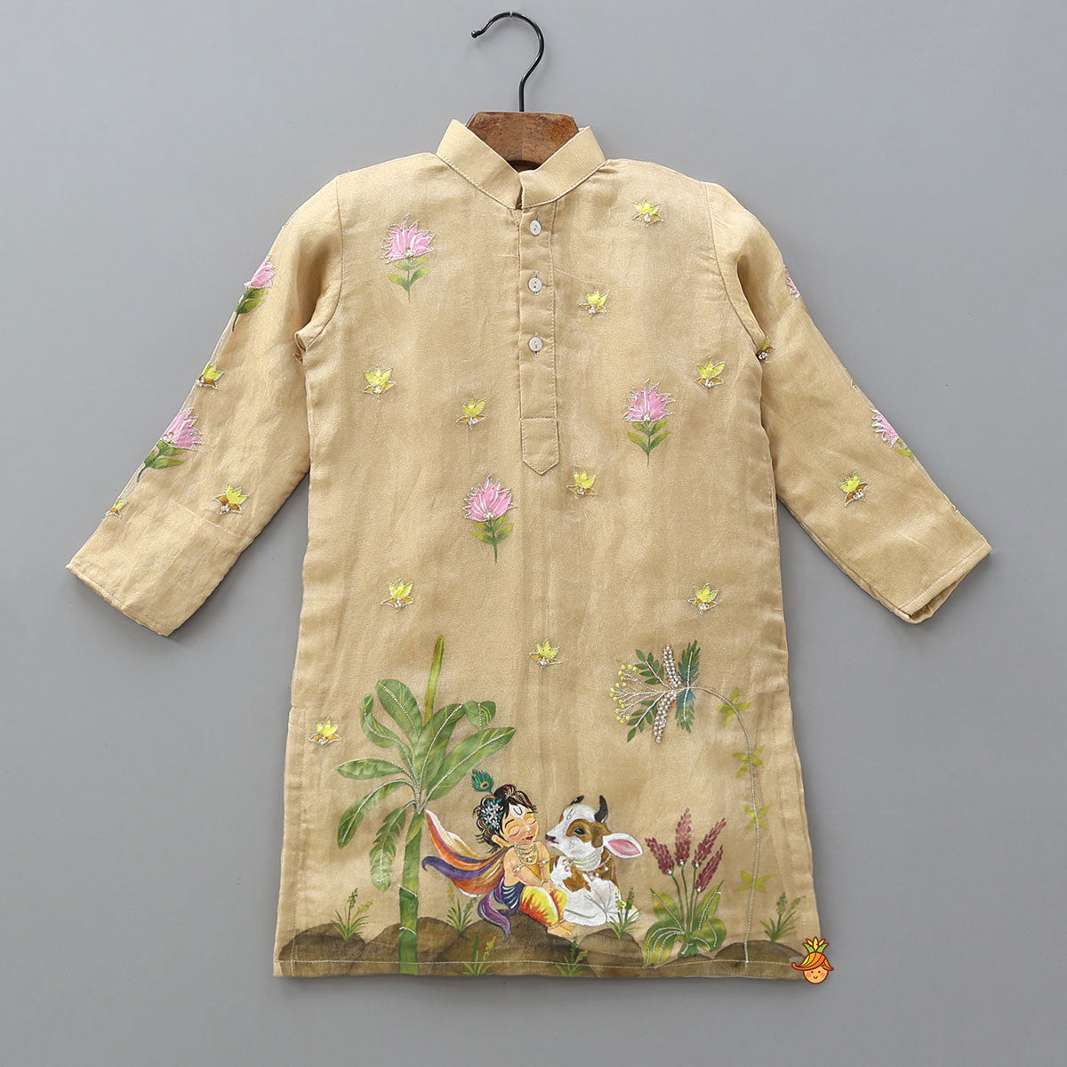 Elegant Hand-Painted Ethnic Kurta And Pyjama
