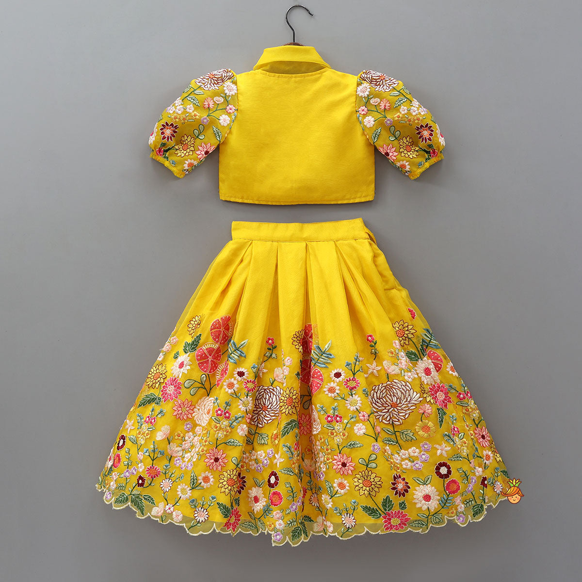 Collar Neck Front-Open Top And Heavy Embroidered Lehenga