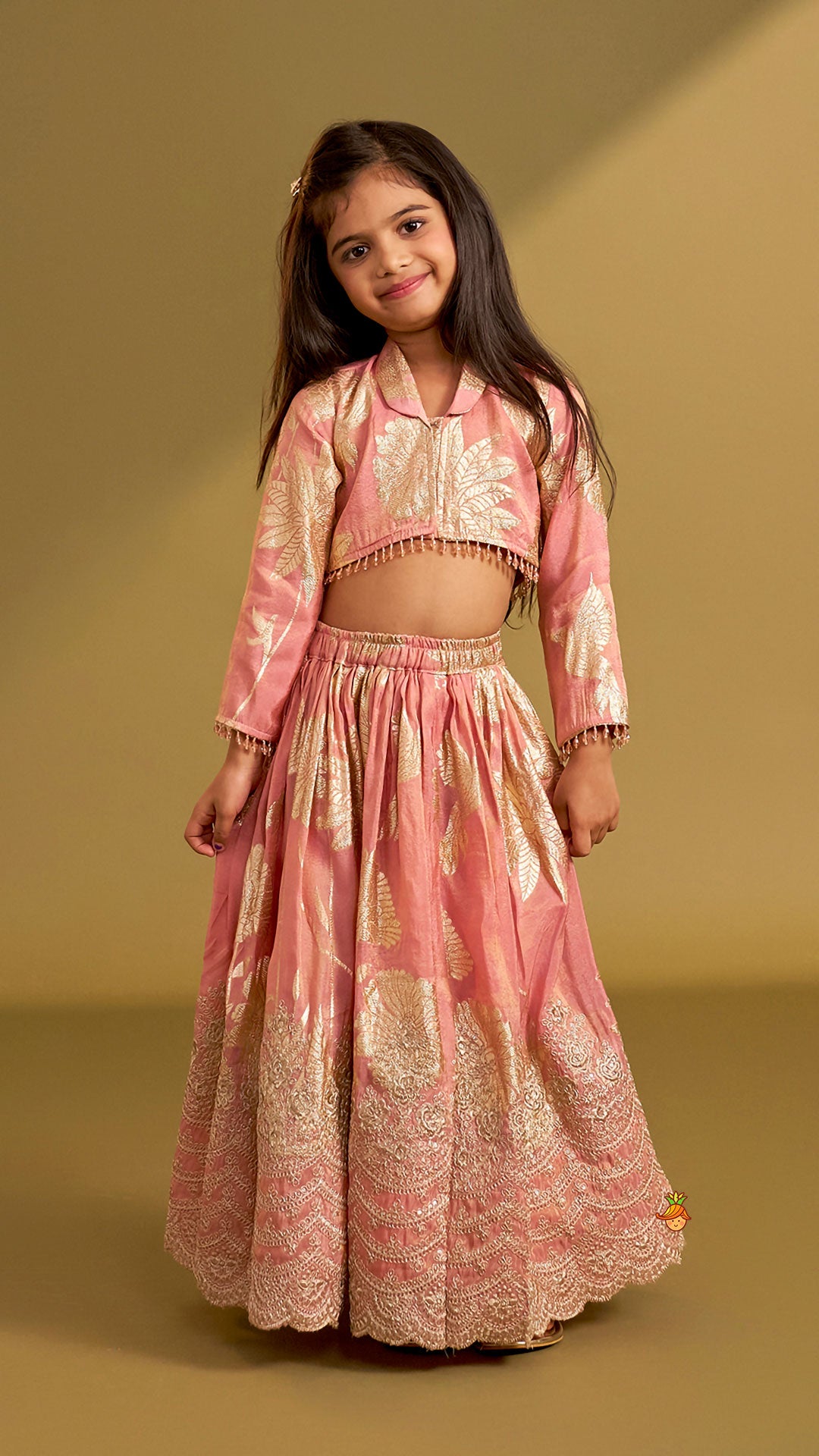 Blazer-Style Top And Scalloped Hem Lehenga
