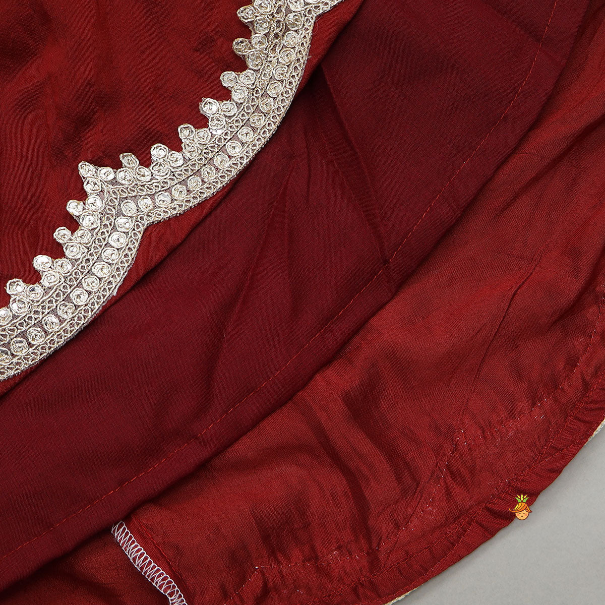 Notch Collar Velvet Top And Lehenga