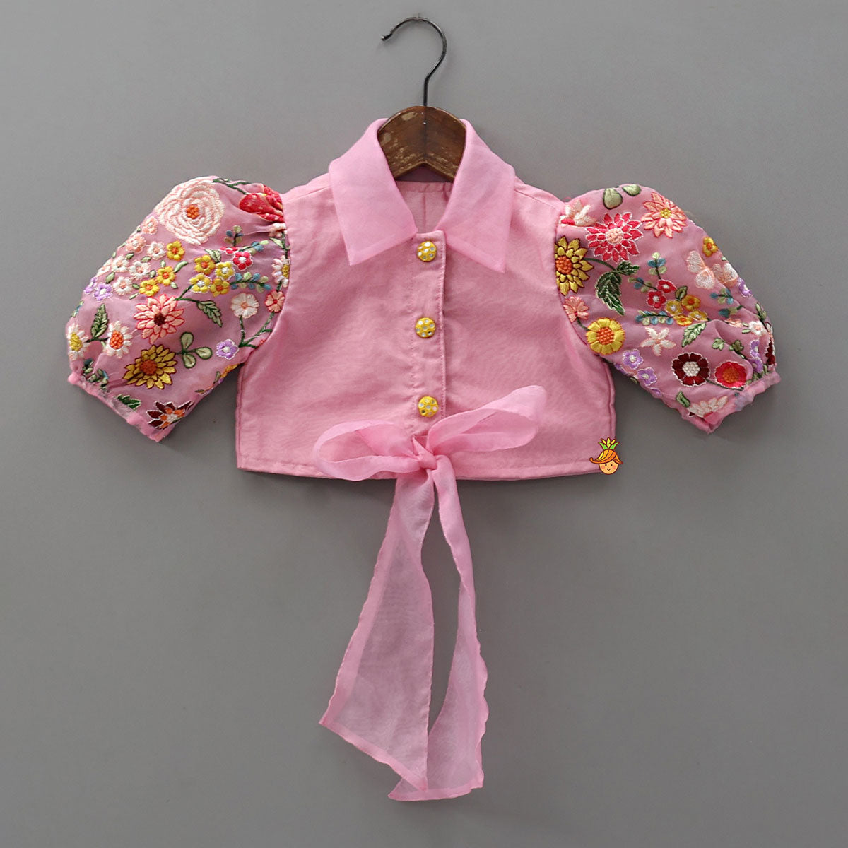 Collar Neck Front-Open Top And Heavy Embroidered Lehenga