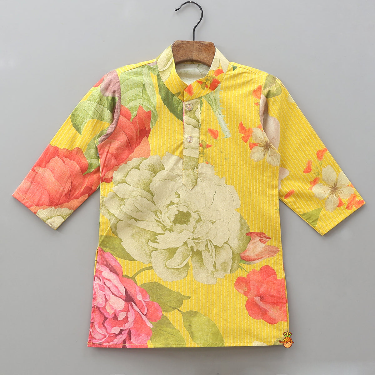 Floral Printed Kurta With Cut Dana Embroidered Jacket And Pyjama