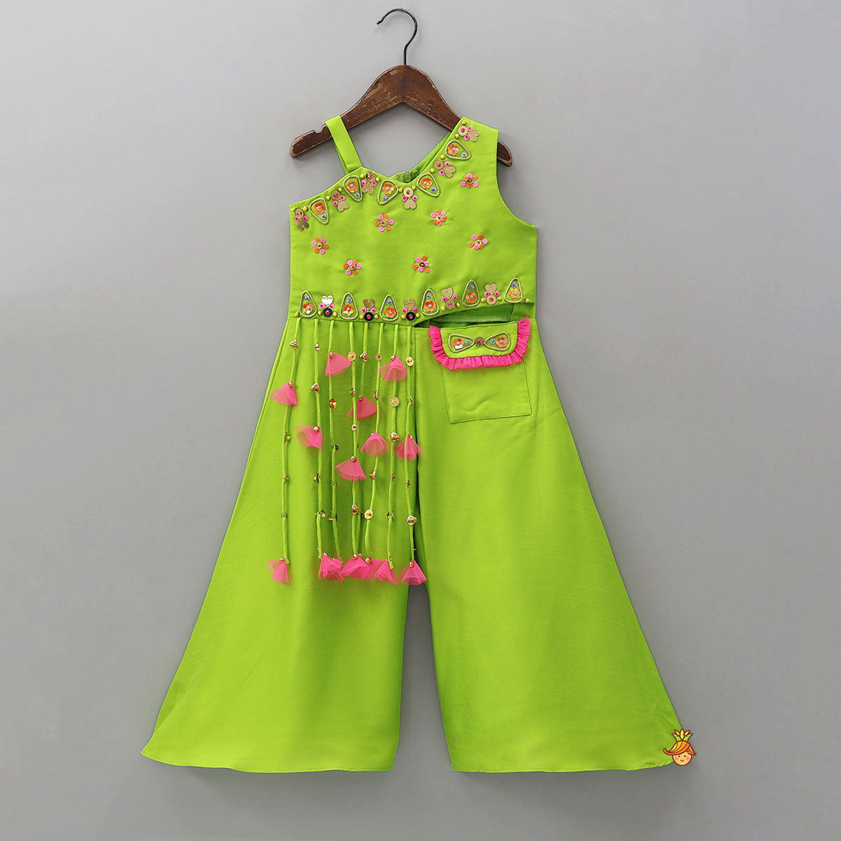 Mirror Work And Tassel-Enhanced Elegant Jumpsuit