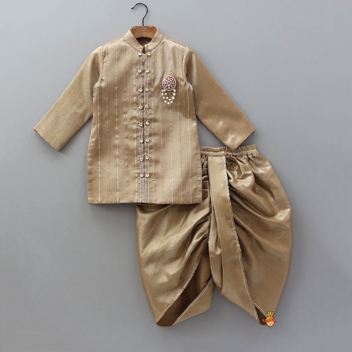Ethnic Embellished Sheen Kurta With Matching Sheen Dhoti