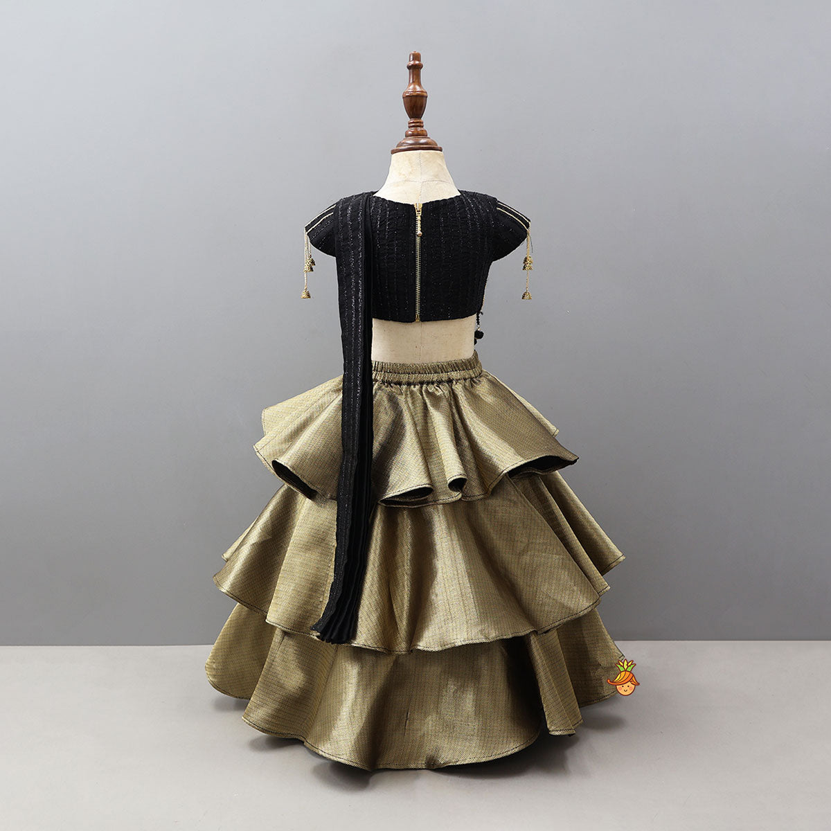 Charming Drape Top With Triple-Layered Lehenga