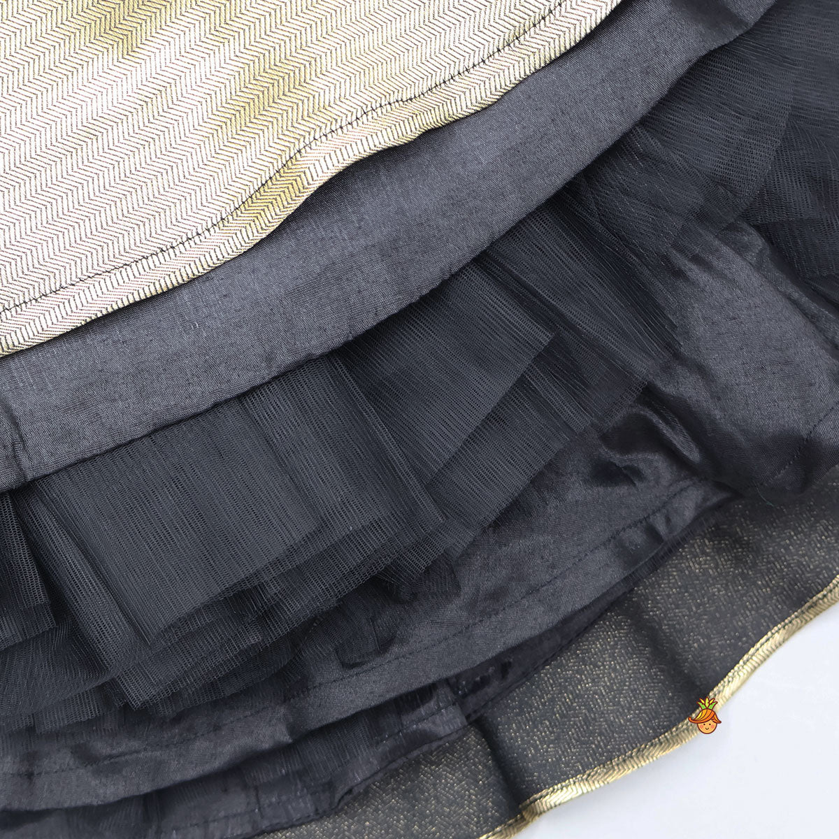 Charming Drape Top With Triple-Layered Lehenga