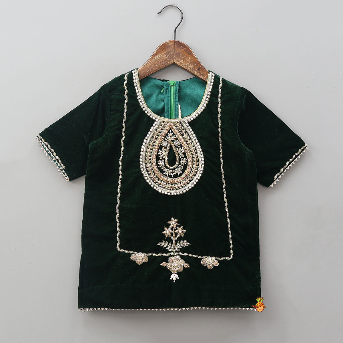 Hand Embroidered Adorable Kurti And Salwar With Contrasting Dupatta