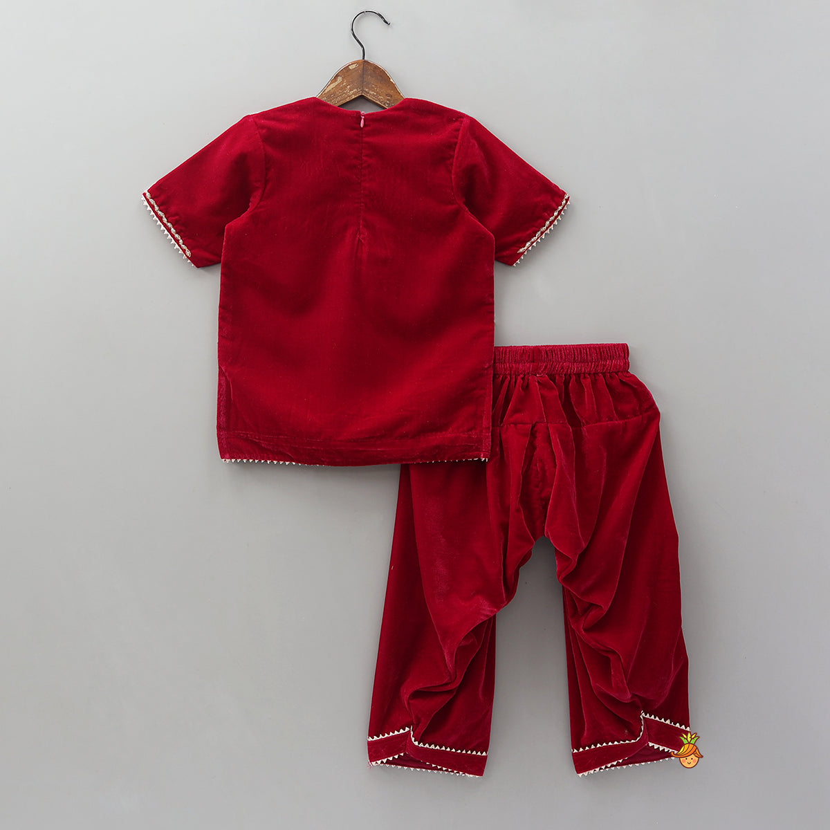 Hand Embroidered Kurti And Salwar With Contrasting Dupatta