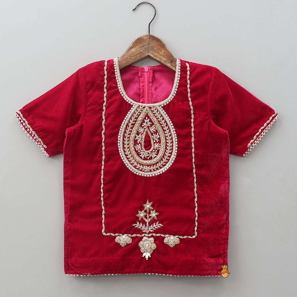 Hand Embroidered Kurti And Salwar With Contrasting Dupatta