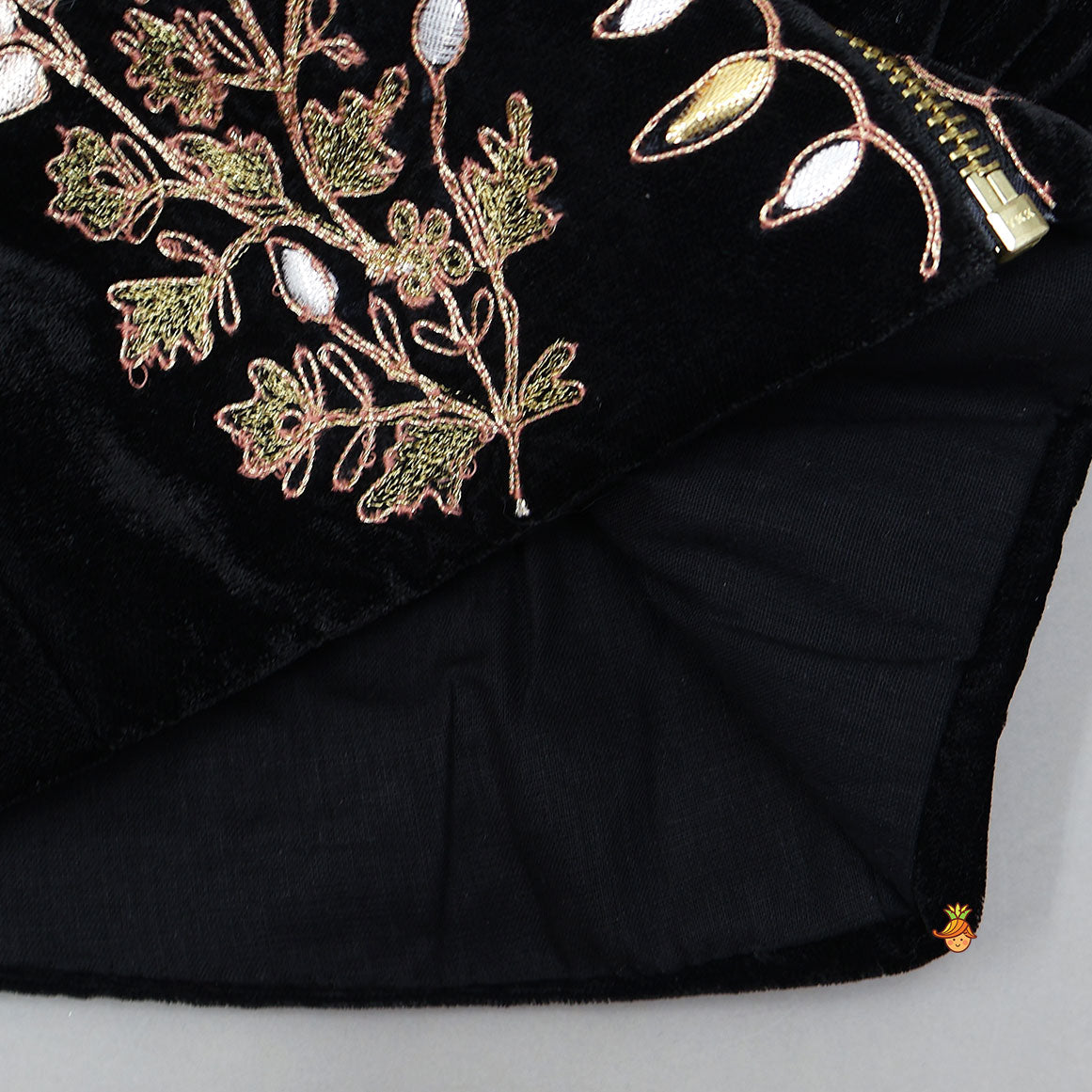 Stand Collar Velvet Stunning Top And Lehenga