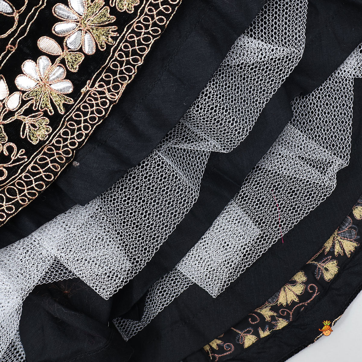 Stand Collar Velvet Stunning Black Top And Lehenga