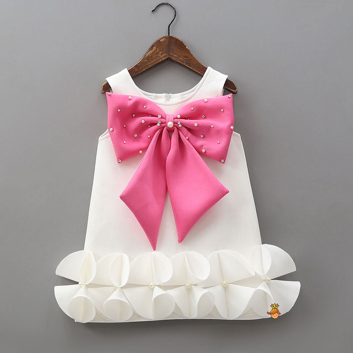 Ruffle Hem Dress With Bow Adornment
