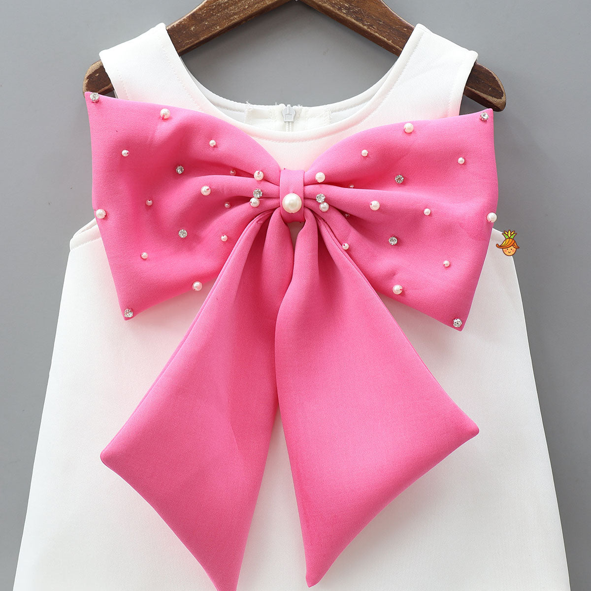 Ruffle Hem Dress With Bow Adornment