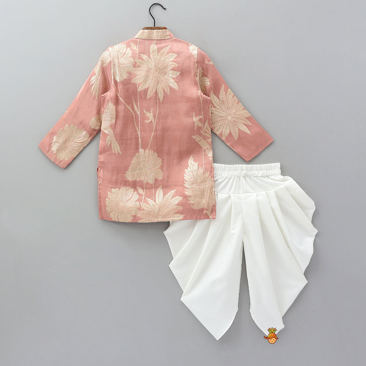 Bird Motif Detailed Shimmery Kurta And Dhoti