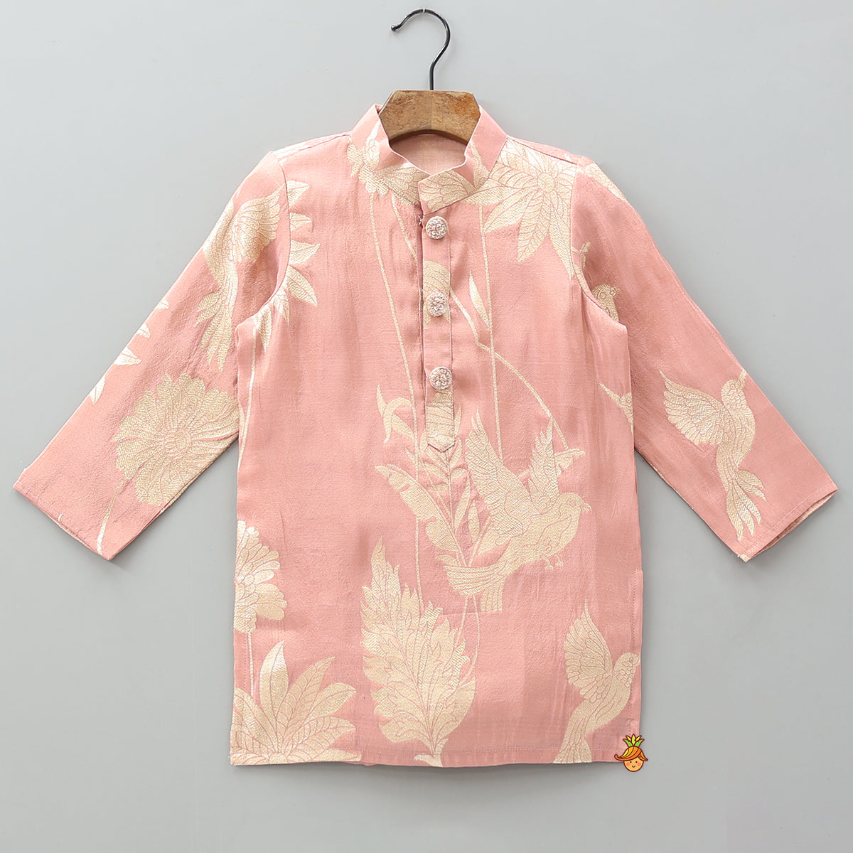 Bird Motif Detailed Shimmery Kurta And Dhoti