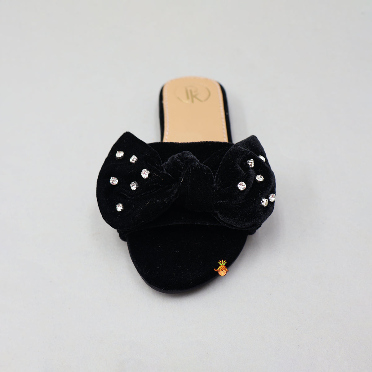 Bow Adorned Embellished Velvet Flats