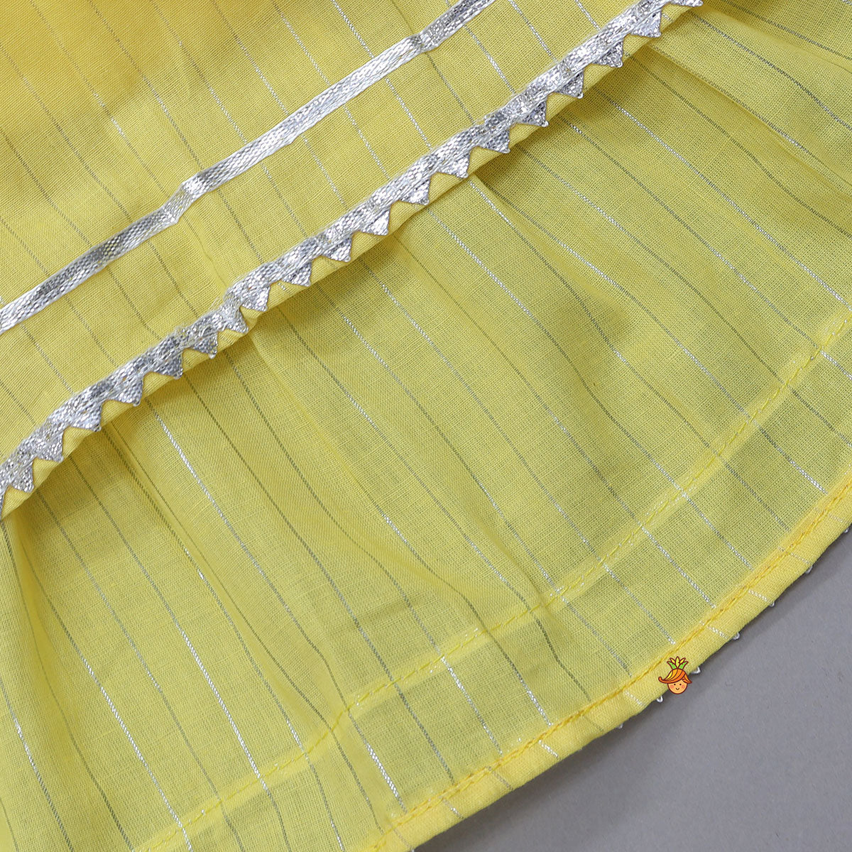 Lurex Striped Kurti And Pant With Contrasting Dupatta And Matching Sling Bag