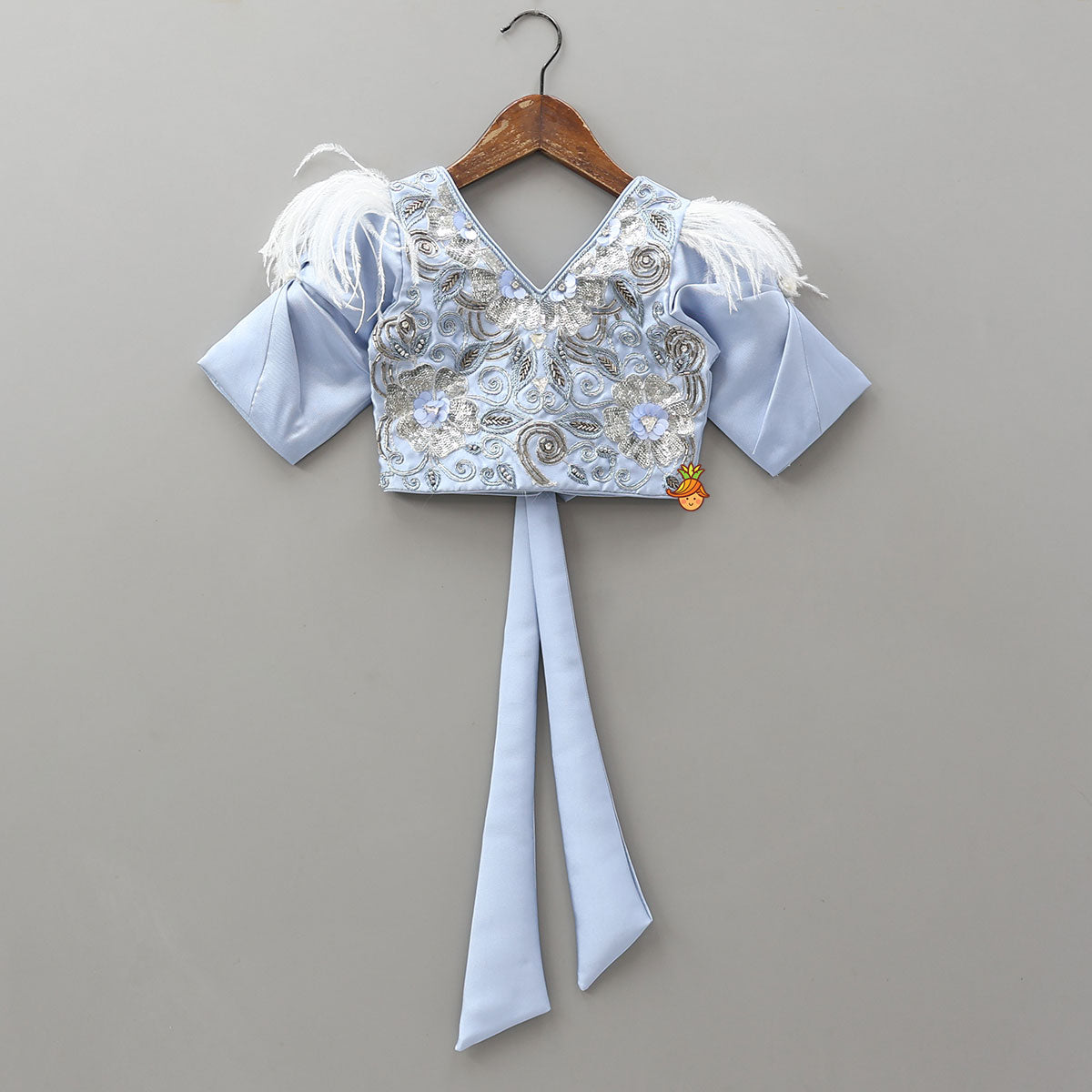 V Neck Sequins Floral Embroidered Top And Lehenga With Matching Dupatta