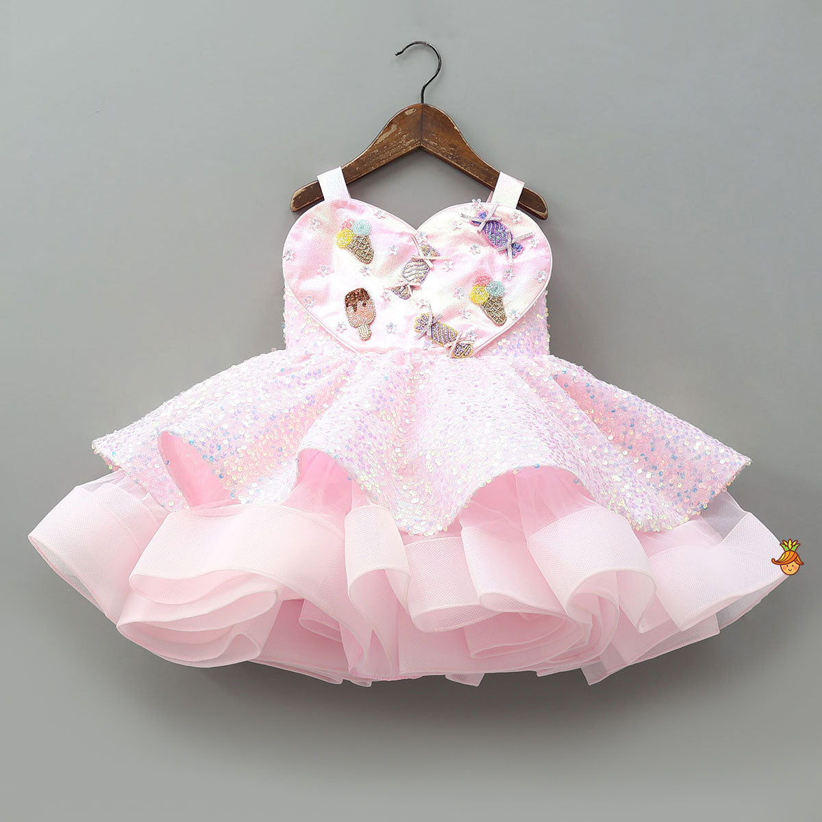 Glittery Heart-Shaped Embellished Dress