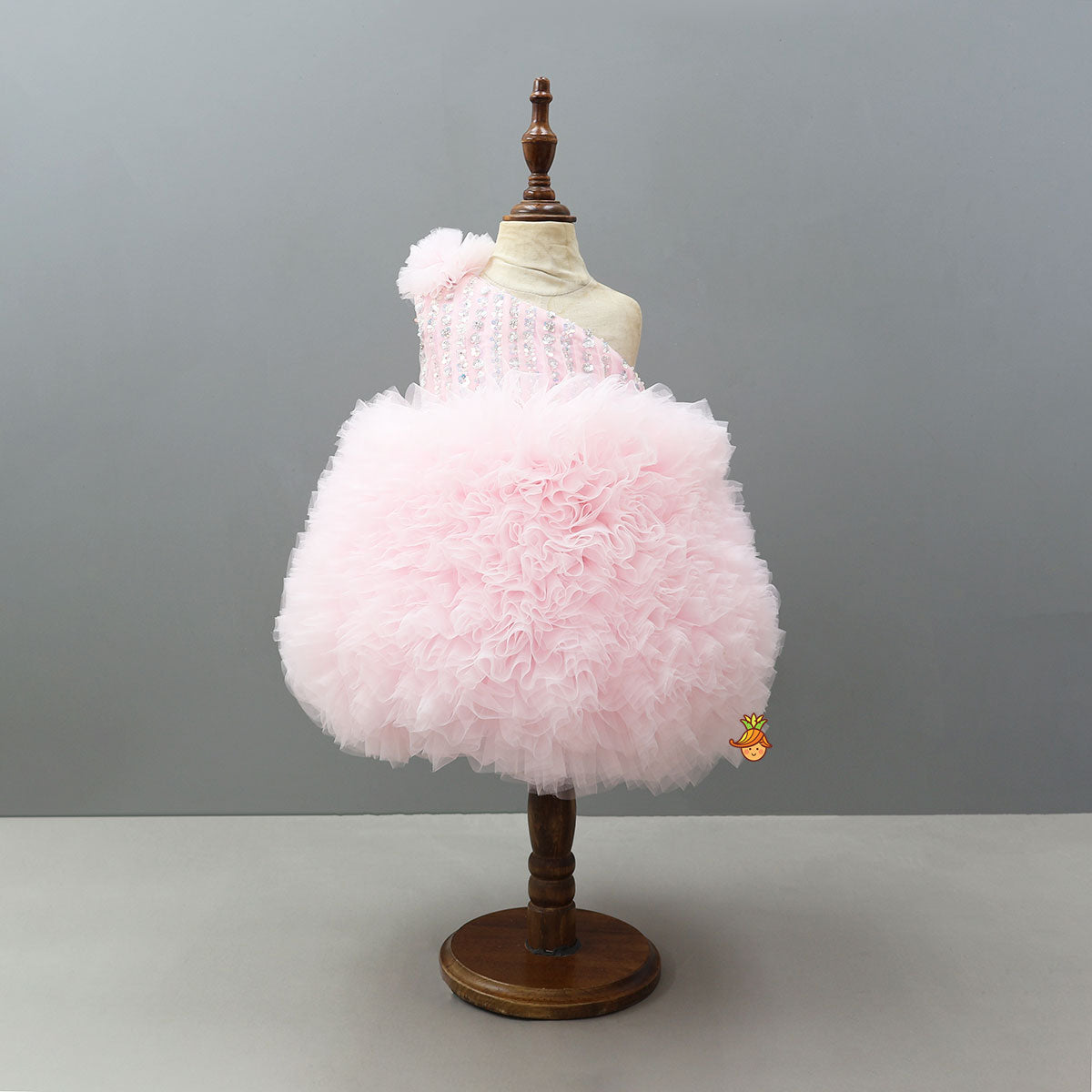 Sequin Work Yoke Trail Dress With Headband