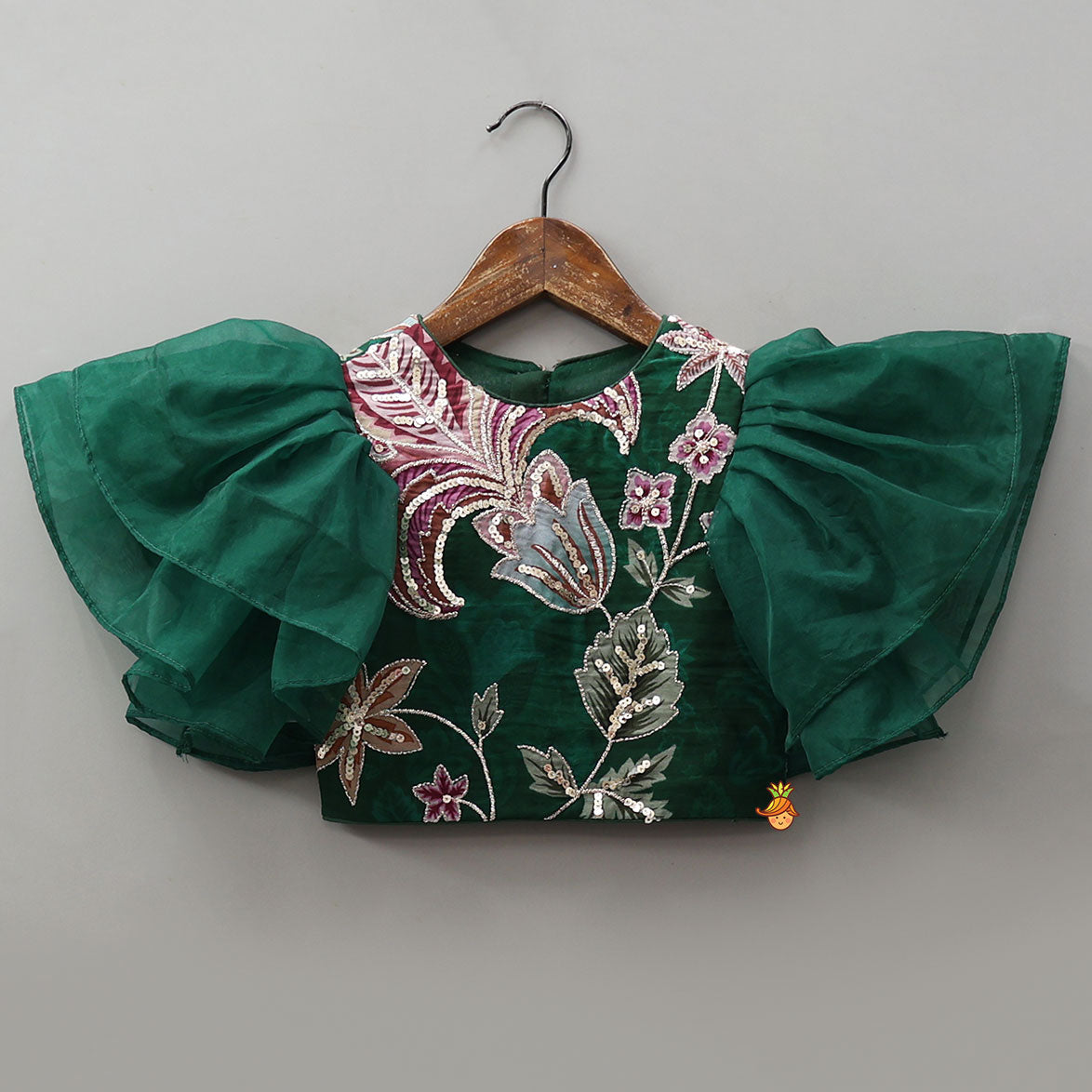 Elegant Layered-Sleeve Top And Lehenga With Stylish Dupatta