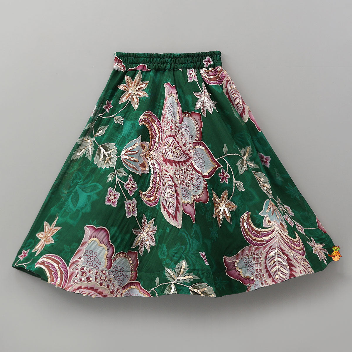 Elegant Layered-Sleeve Top And Lehenga With Stylish Dupatta