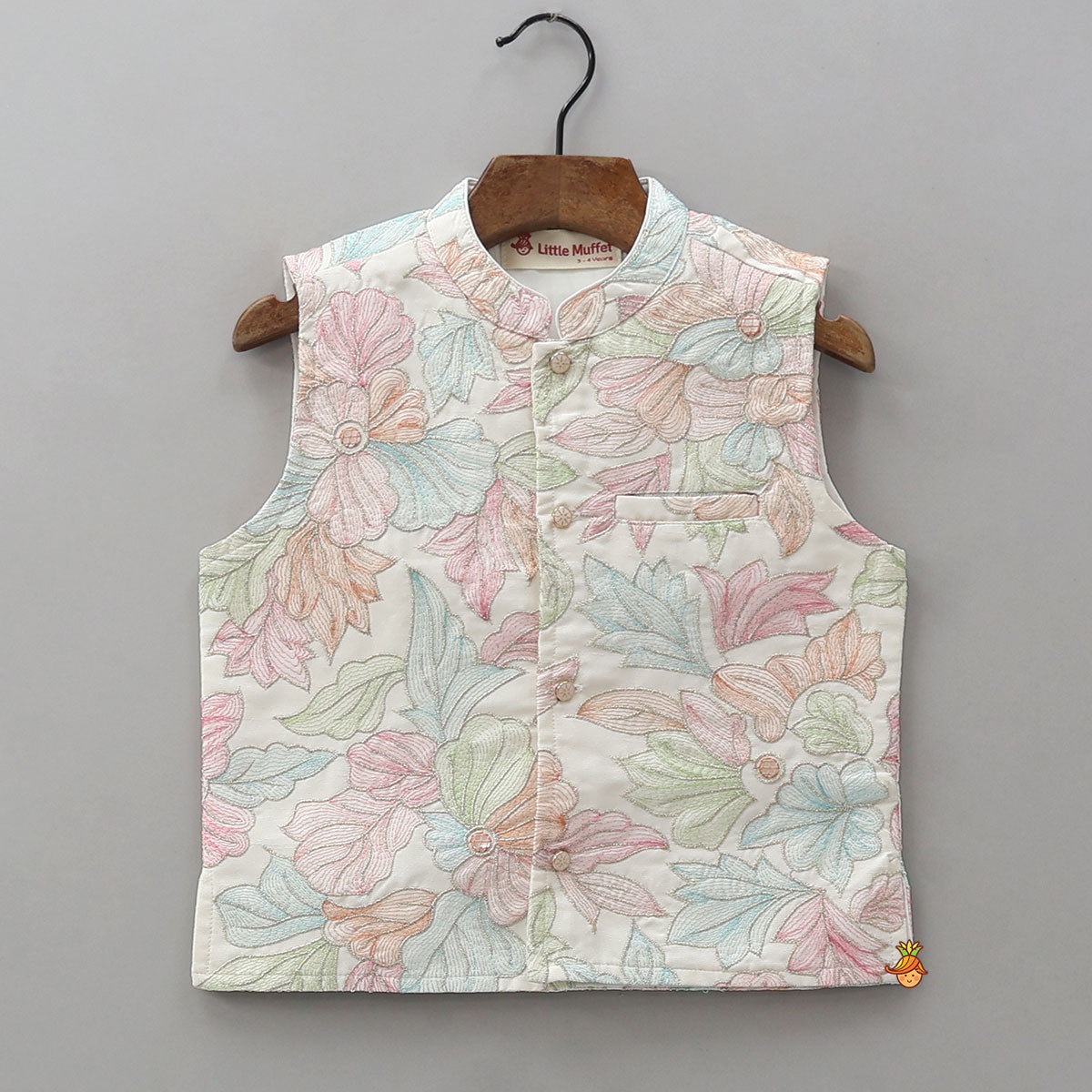 Ethnic Kurta With Embroidered Jacket And Pyjama