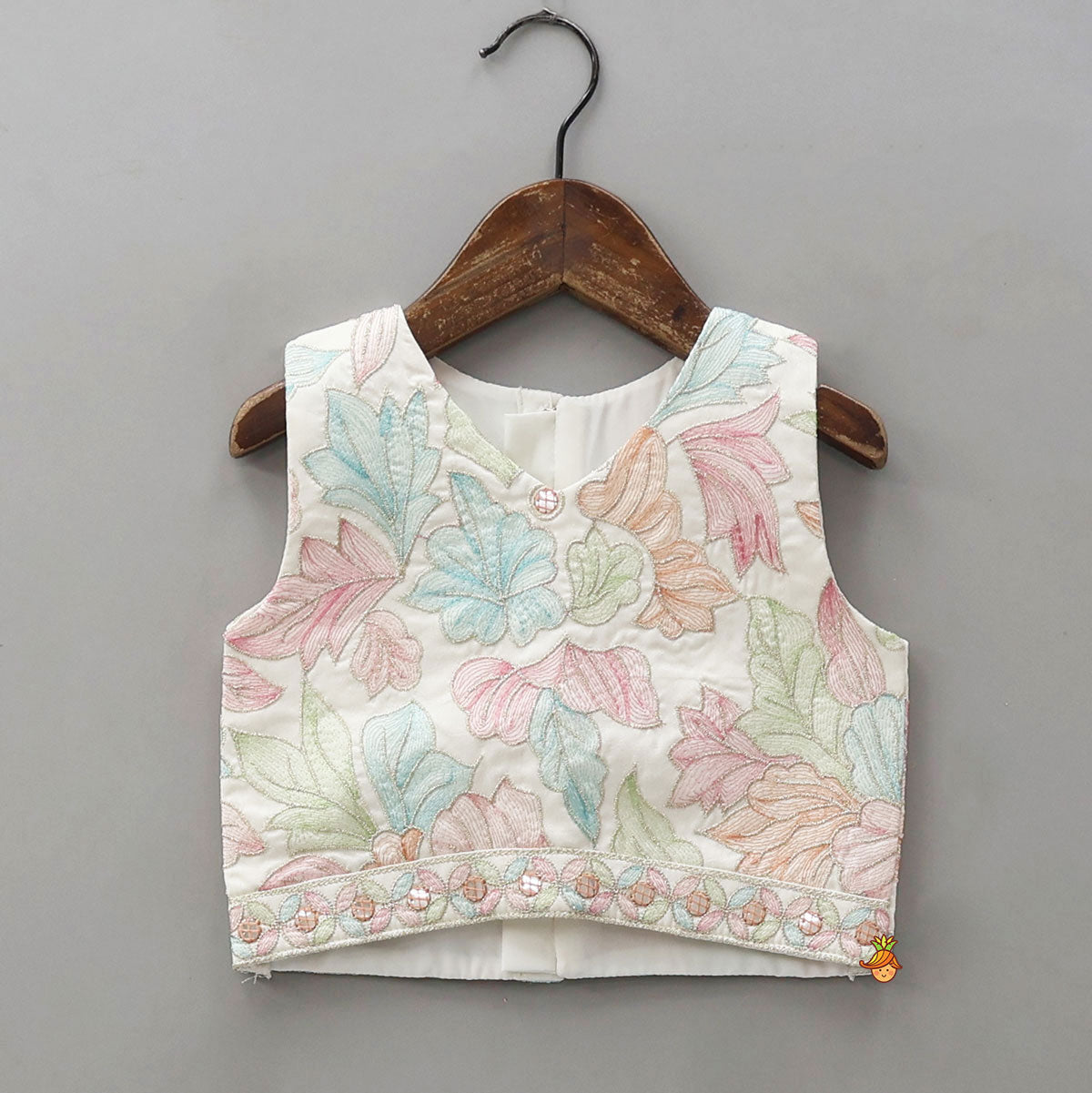 Thread Embroidered Top And Net Lehenga With Matching Dupatta