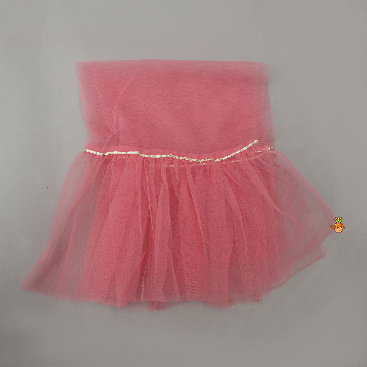 Thread Embroidered Top And Net Lehenga With Matching Dupatta