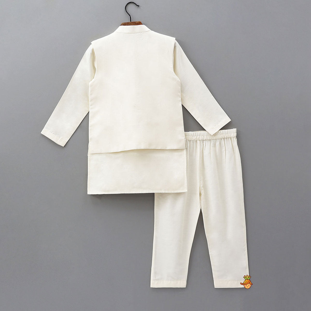 Ethnic Kurta With Hand Embroidered Jacket And Pyjama