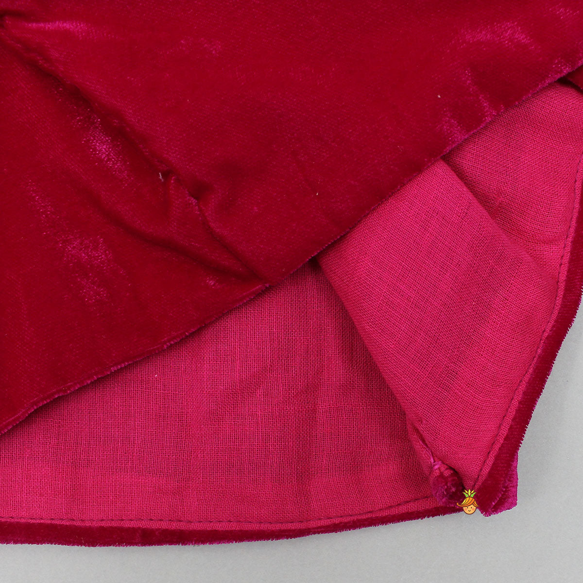 Velvet Top With Zari-Embroidered Lehenga And Attached Dupatta