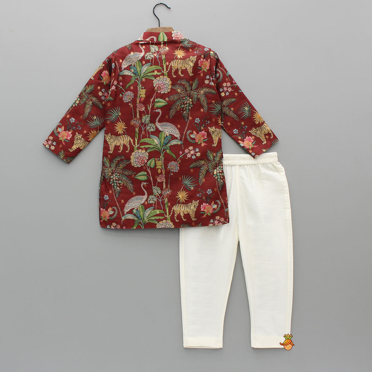 Jungle Printed Jacket Style Elegant Kurta With Pyjama