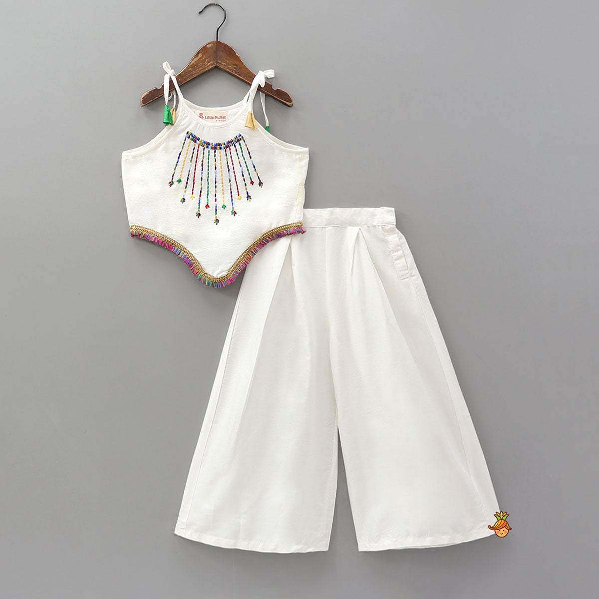 Thread Embroidered Asymmetric Top With Palazzo