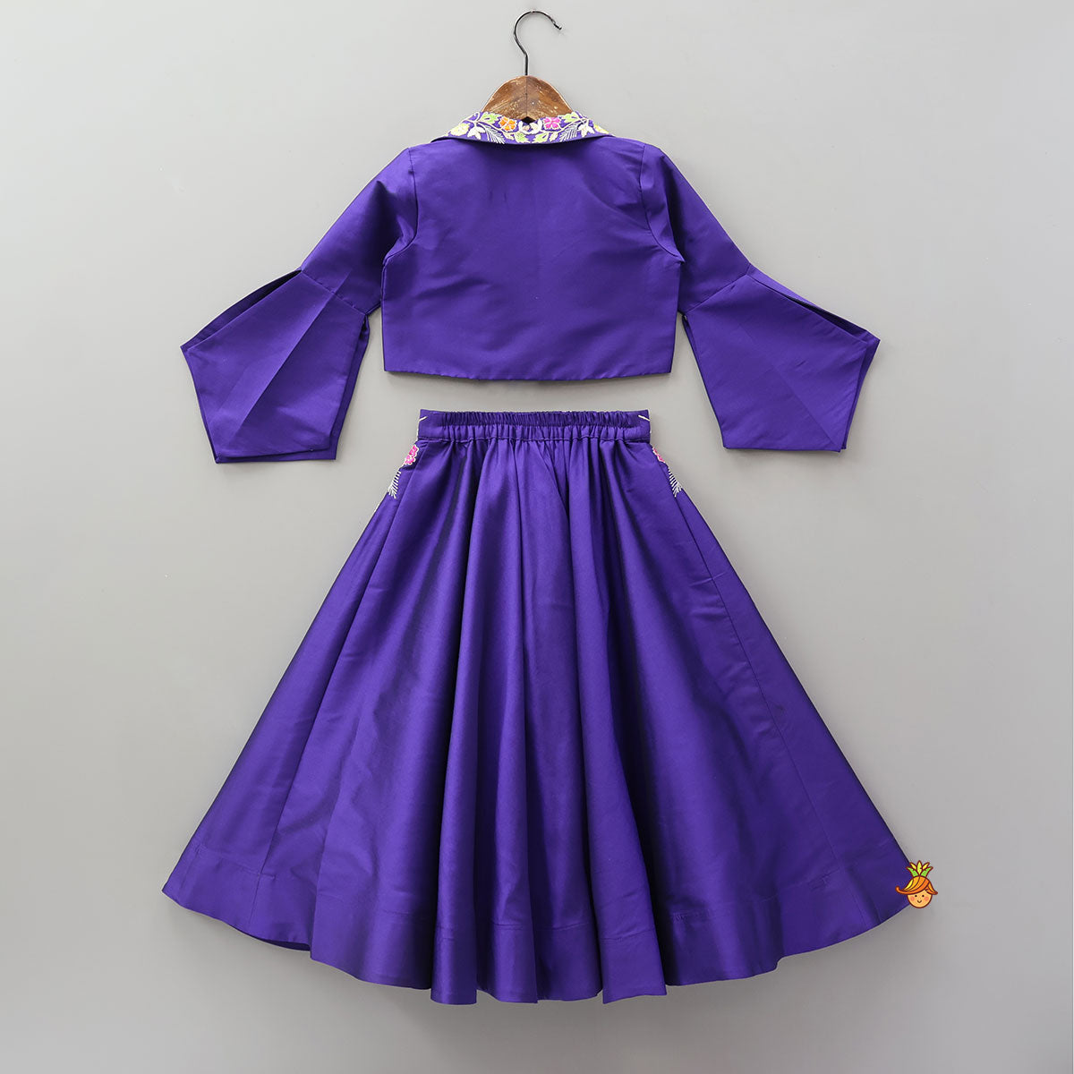 Charming Collar-Neck Front-Open Top And Lehenga