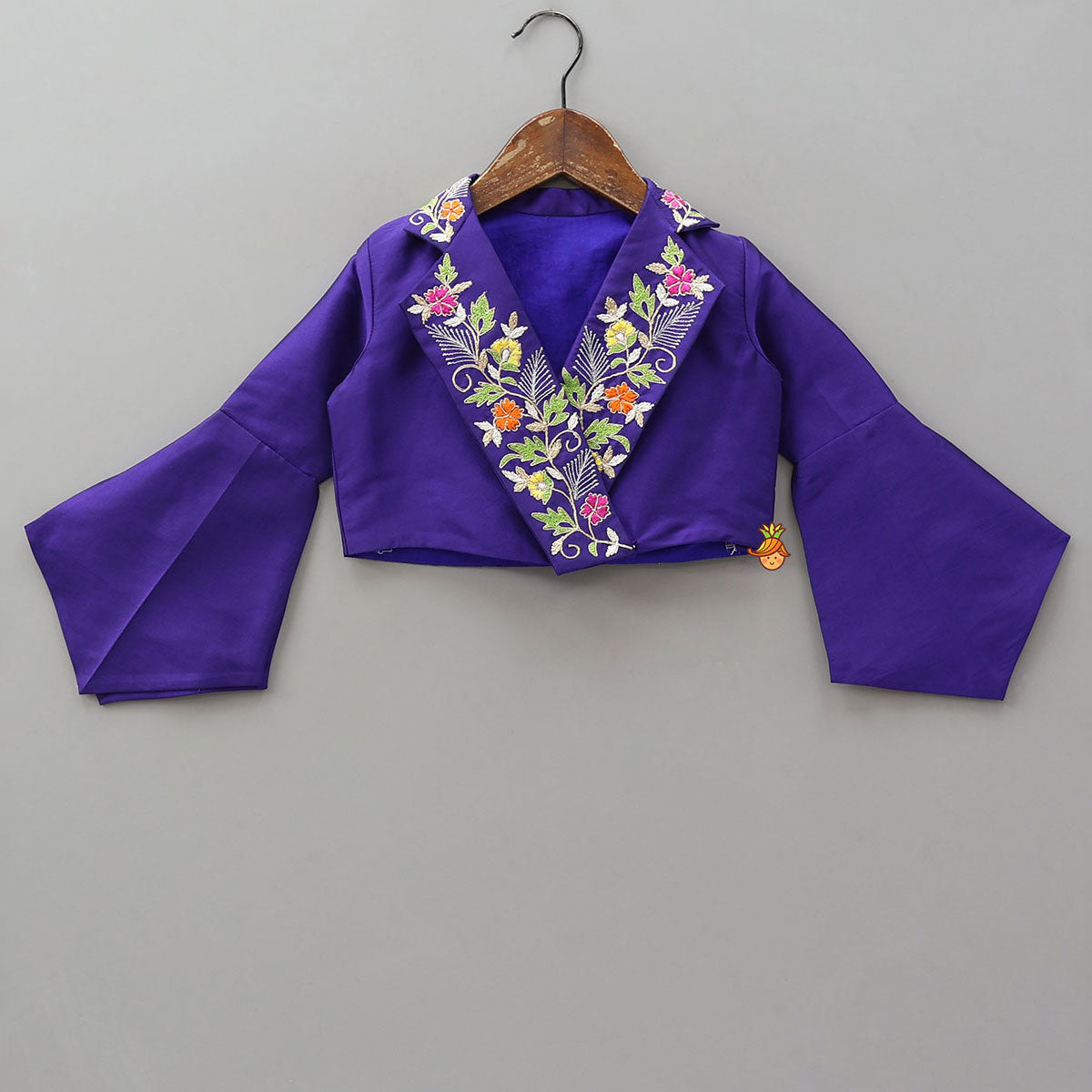 Charming Collar-Neck Front-Open Top And Lehenga