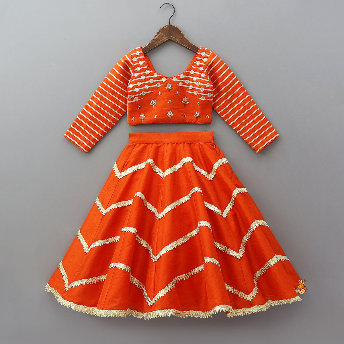 Stunning Gota Lace Detail Top And Lehenga With Matching Dupatta