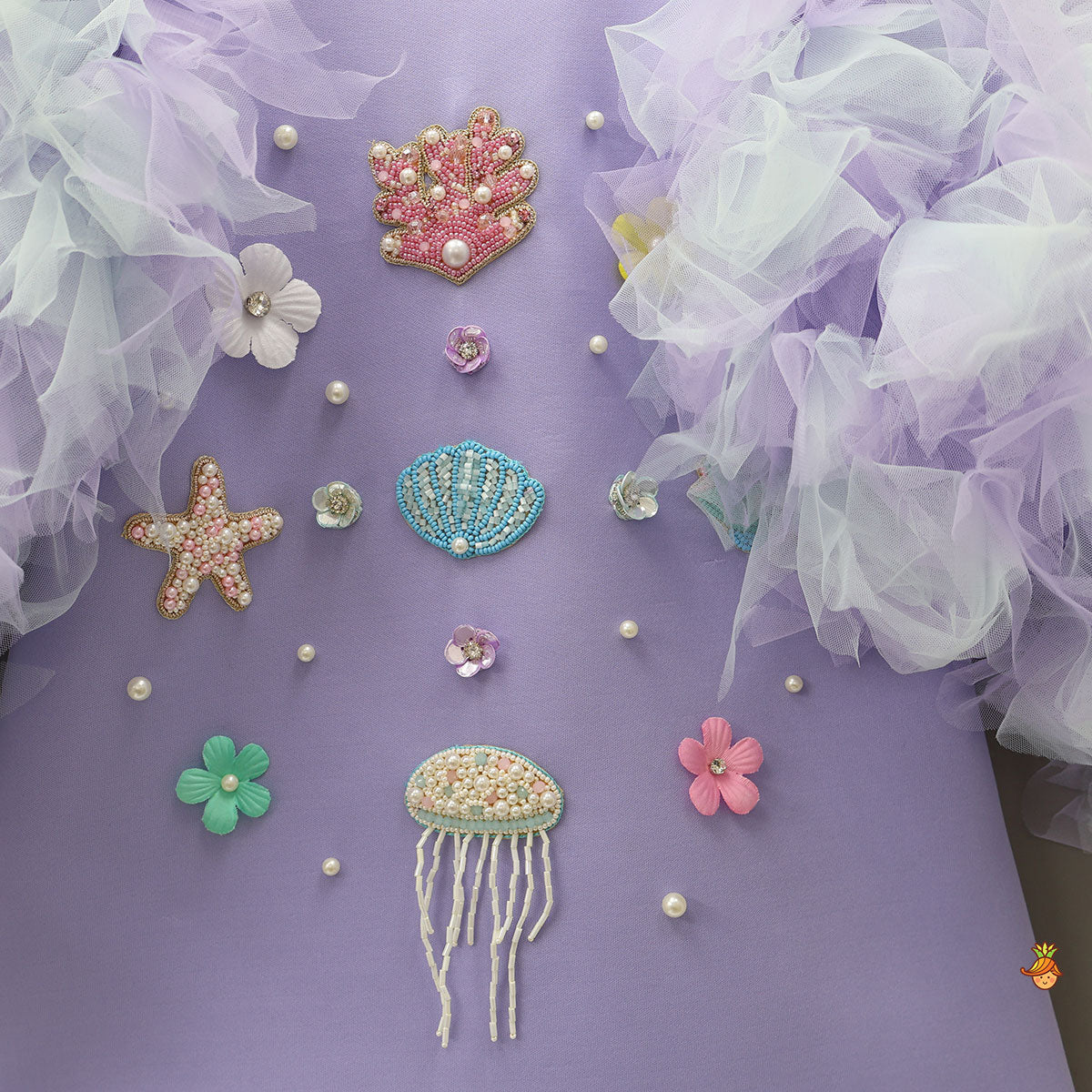 Aqua-Themed Embroidered Dress