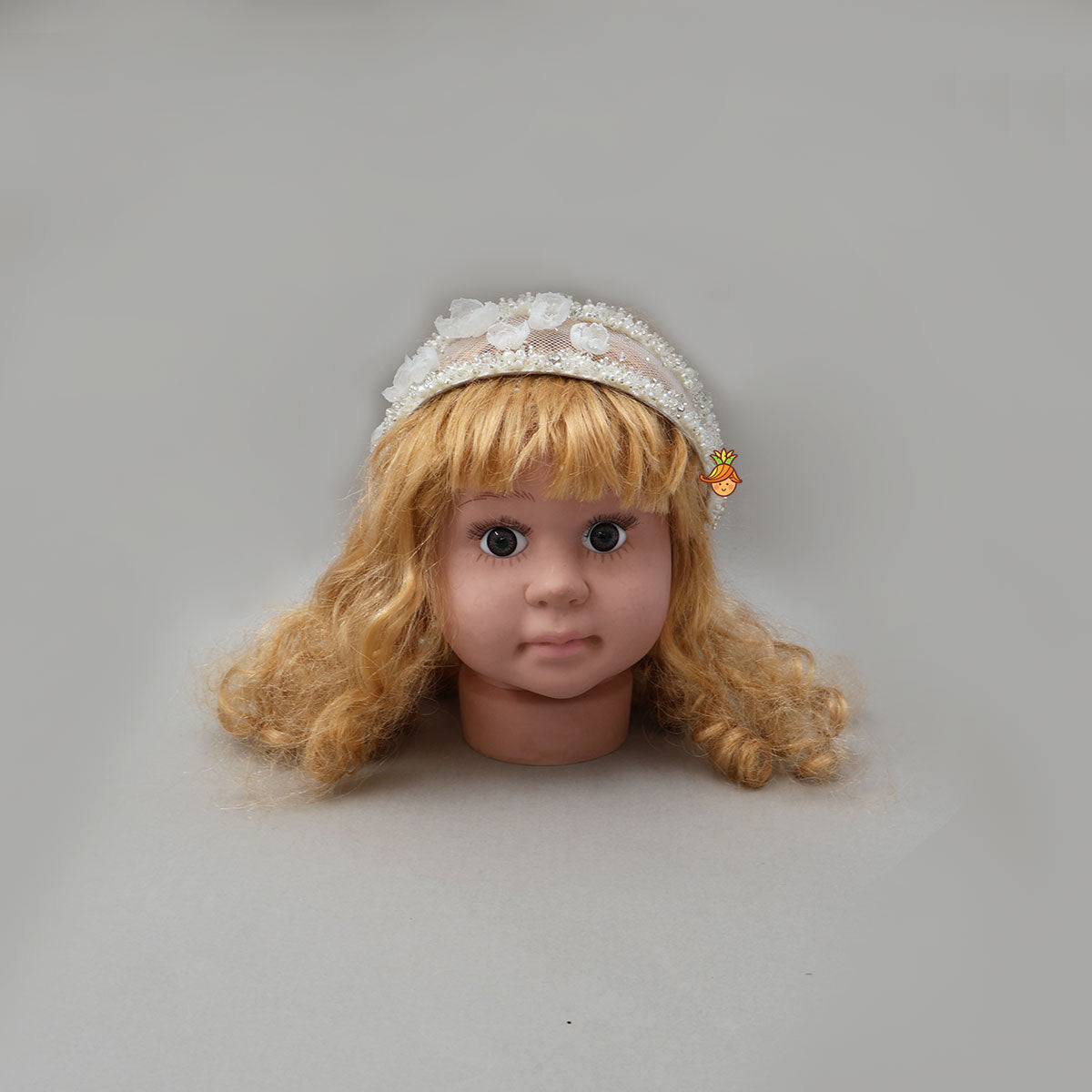 Gorgeous Net Hair Band With Fabric Flower Embellishments