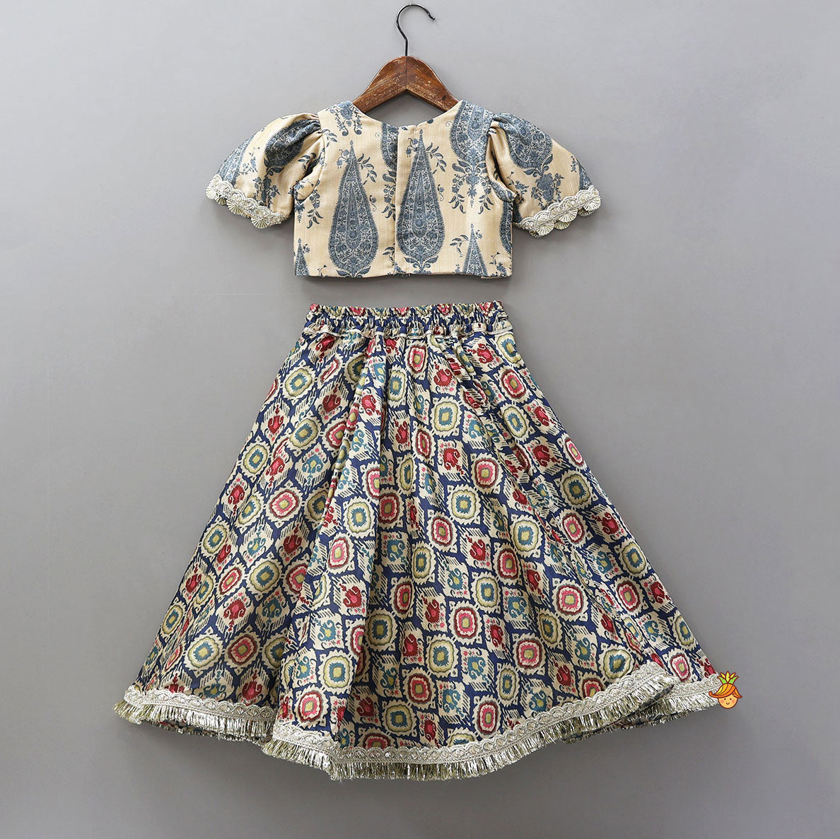 Elegant Round Neck Sheen Top And Lehenga With Sequins Work Net Dupatta