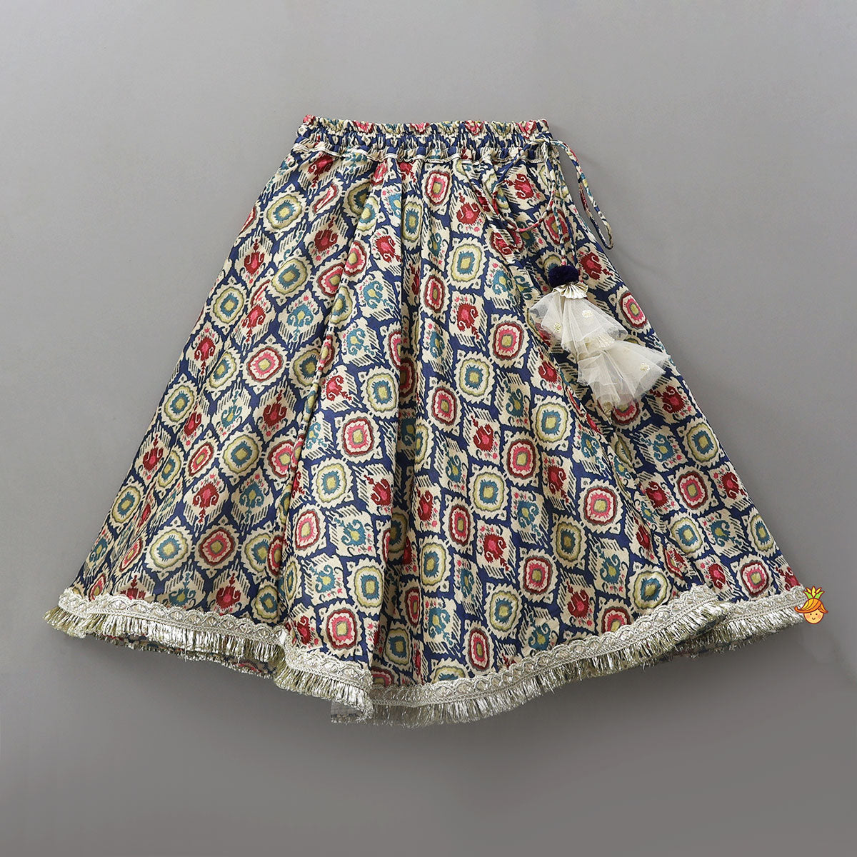 Elegant Round Neck Sheen Top And Lehenga With Sequins Work Net Dupatta