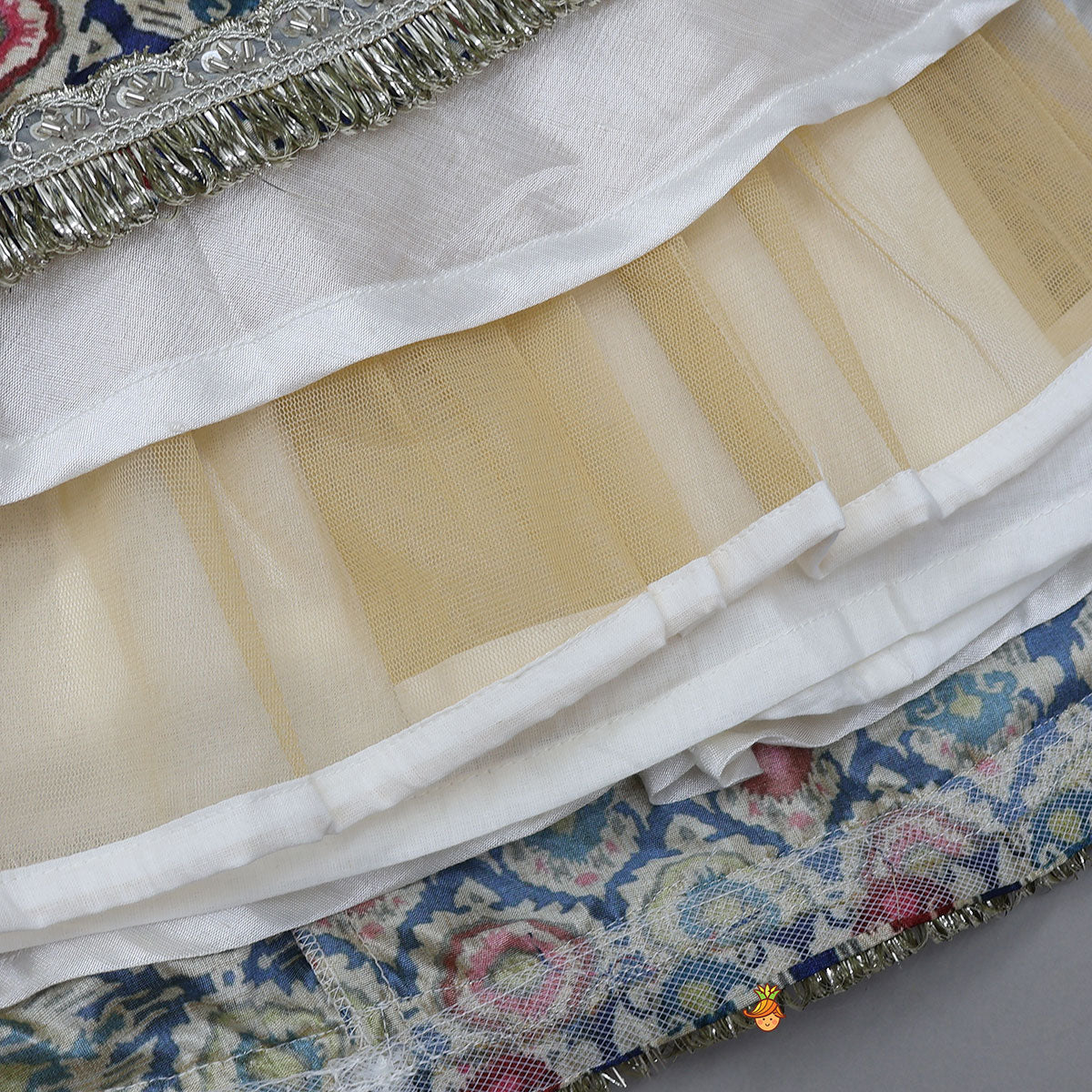 Elegant Round Neck Sheen Top And Lehenga With Sequins Work Net Dupatta