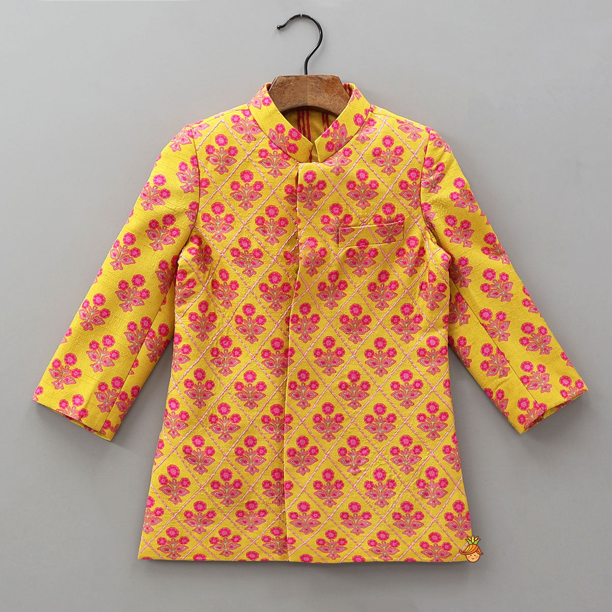 Pocket Detail Printed Sherwani With Pyjama