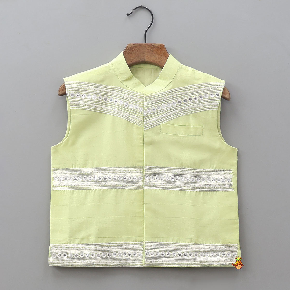 Ethnic Kurta With Beautiful Hand-Embroidered Jacket And Pyjama