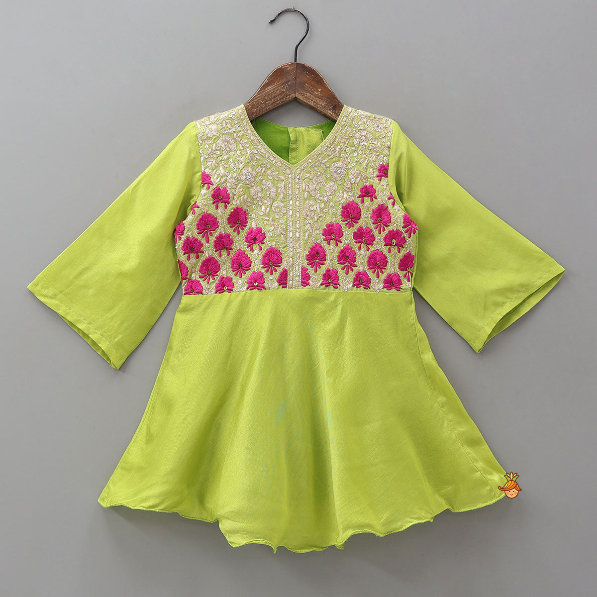 Embroidered Yoke Kurti And Dhoti Pant