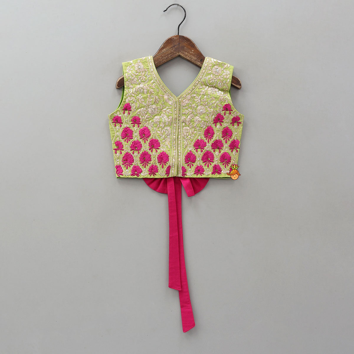 Front-Open Zari Embroidered Top And Lehenga