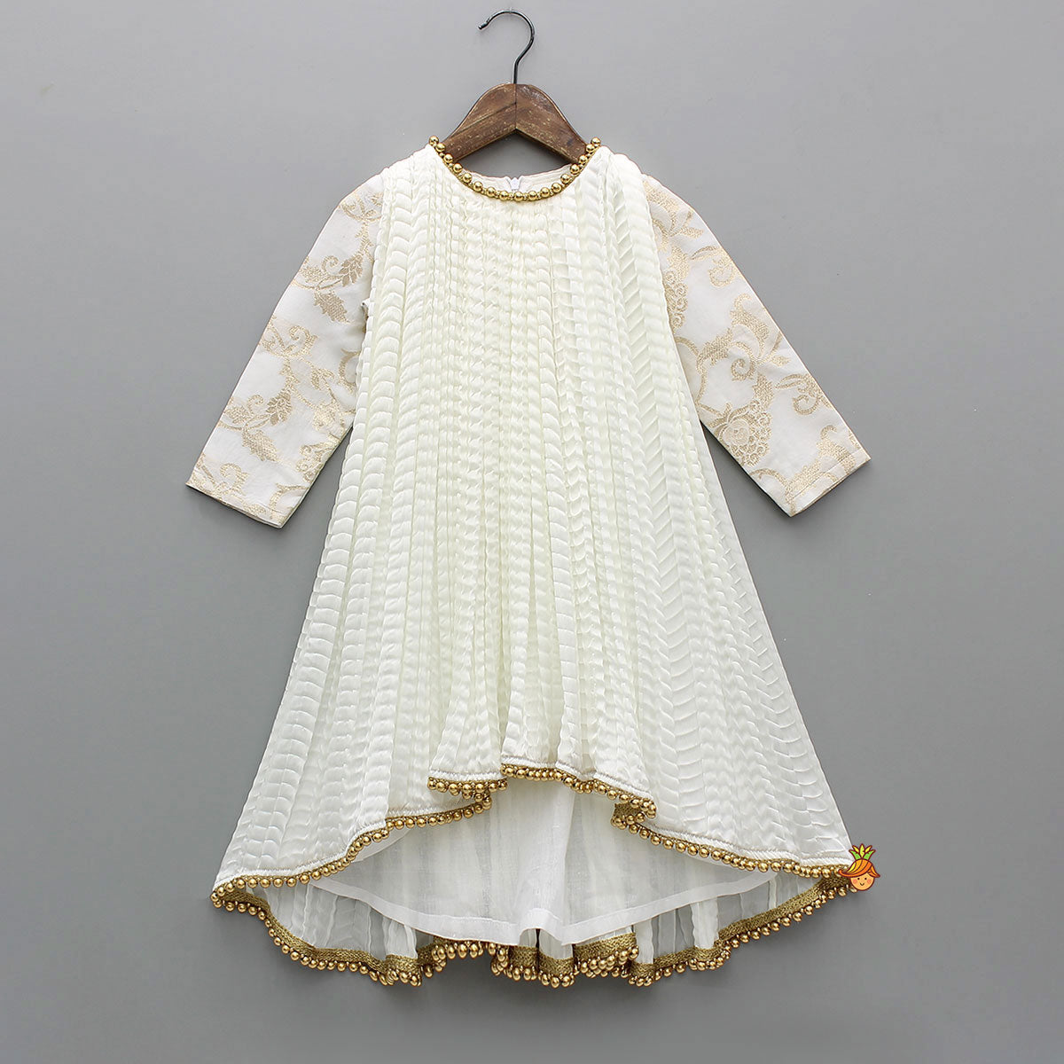 Brocade Sleeves High Low Kurti